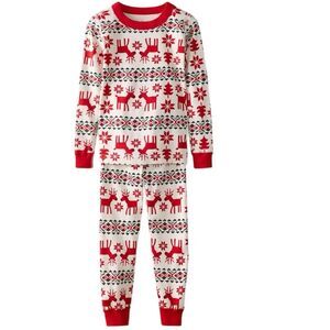 Hanna Andersson Dear Deer Holiday Long John PJ Pajama Set Medium